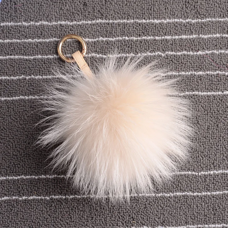Мода 15 см Пушистый Мех Енота Мяч Брелок Натурального Меха Фокс понпоны меховые