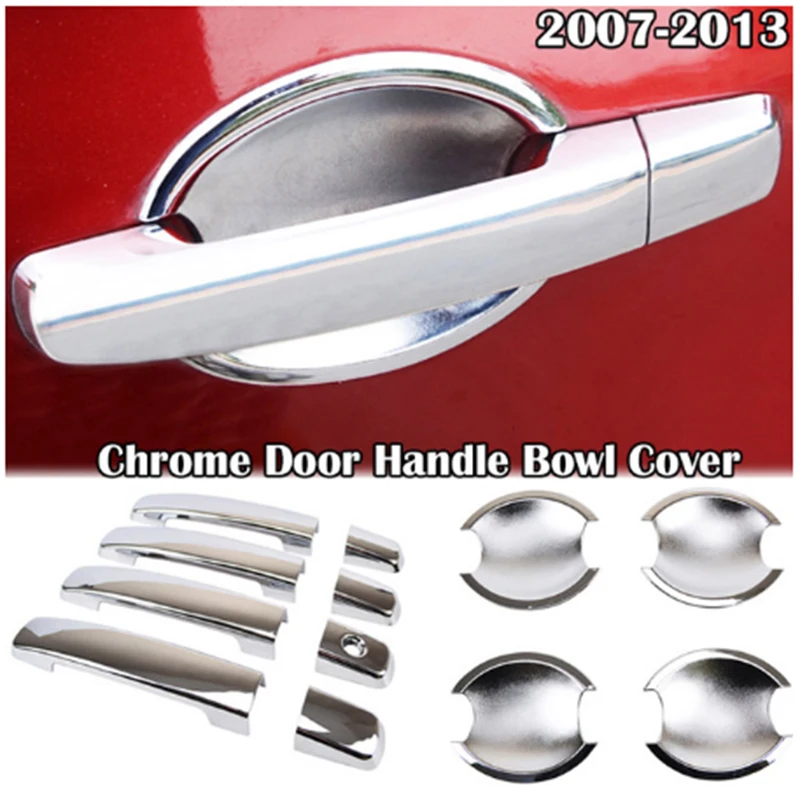 door bowl Для Nissan Qashqai J10 2007 2008 2009-2013 хромированный передний задний противотуманный светильник дверная чаша ручка боковое зеркало Накладка аксессуары - Цвет: door bowl