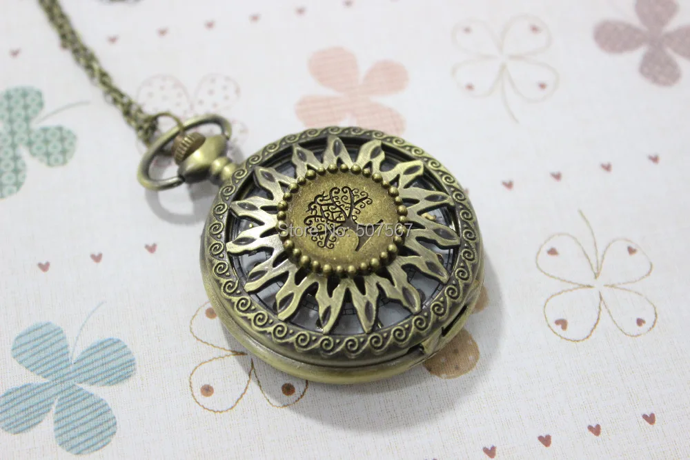 Оптовая продажа заказ смешивания желание дерево карманные часы Цепочки и