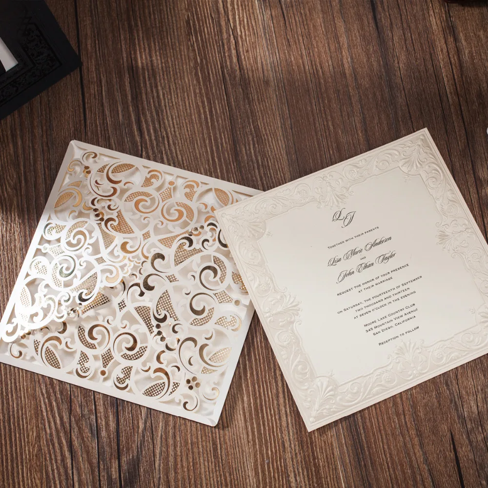 WISHMADE 1 шт. свадебные приглашения лазерная резка пригласительные образцы