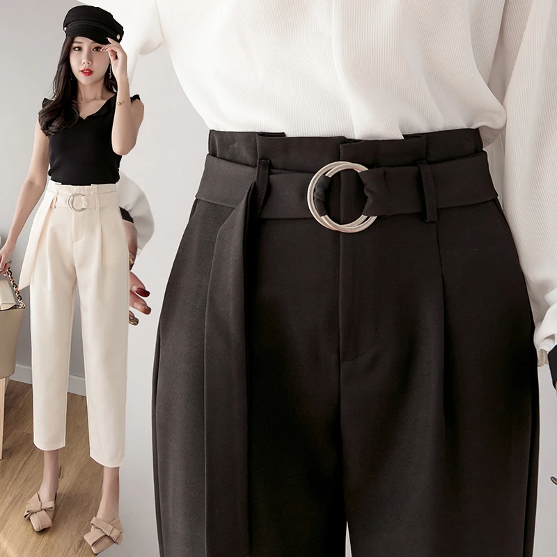 Новое поступление 2019 женская одежда плиссированные однотонные штаны-шаровары с