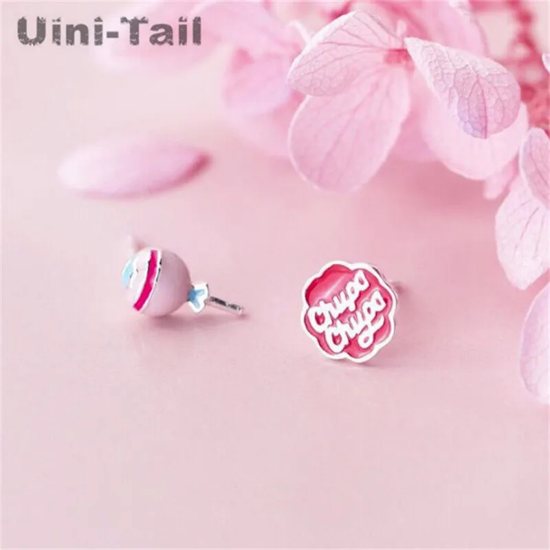 

Uini-Tail Новинка 925 г., тибетское серебряное украшение в виде сердца для девушки, милое украшение в виде леденца, Высококачественное гипоаллерг...