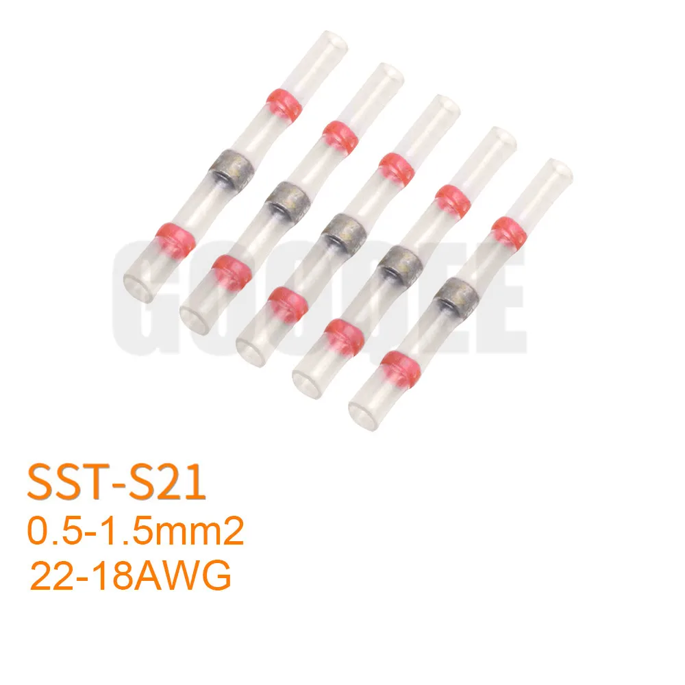 SST-S21 5/10 шт. SST-S11 SST-S21 SST-S31 SST-S41 Термоусадочные соединители проводов Водонепроницаемый Луженая Медь припоя уплотнительные клеммы комплект - Цвет: SST-S21