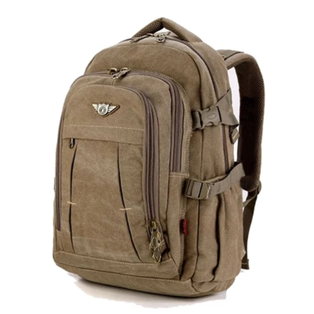 Men's military canvas backpack zipper rucksacks laptop travel shoulder mochila notebook schoolbags vintage college school bags