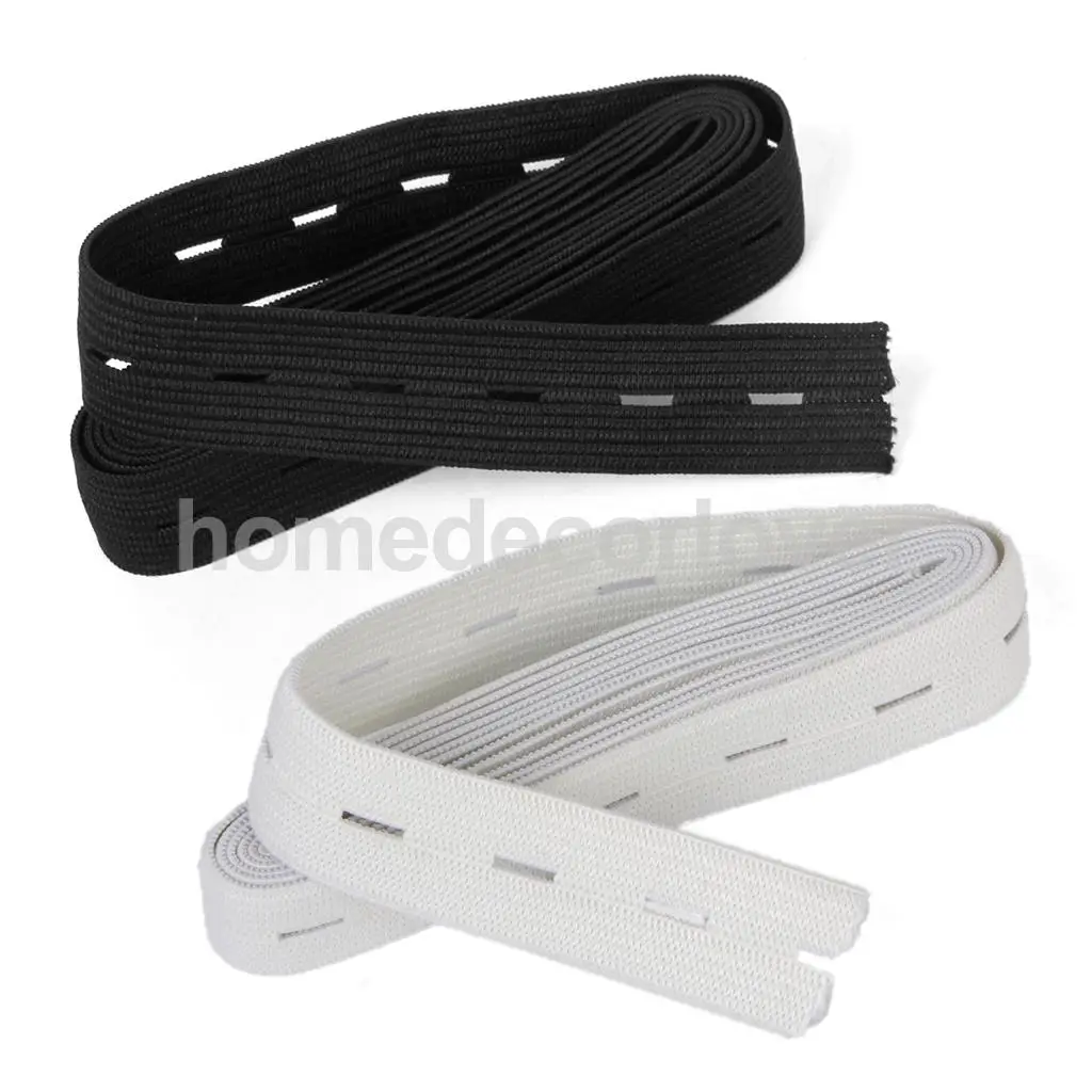 Sewing Button Hole Knit Elastic Band 1.5m 2cm Pack of 2 White and Black | Дом и сад