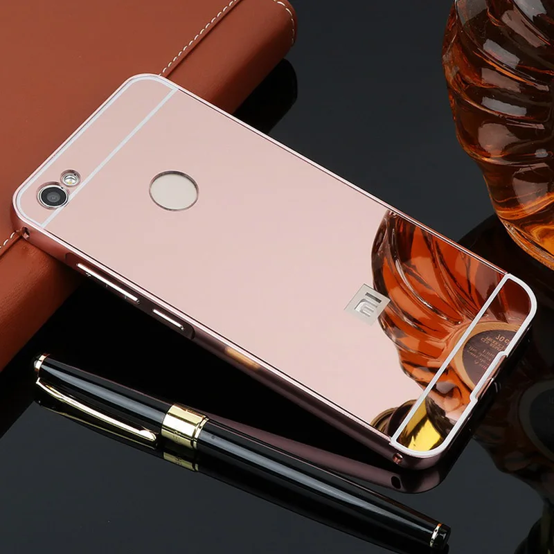 Для Xiomi Xiaomi Redmi Note 5A Pro Prime чехол с металлической алюминиевой рамкой+ зеркальный пластиковый чехол для Redmi Note 5A prime 5,5" - Цвет: Rose Gold