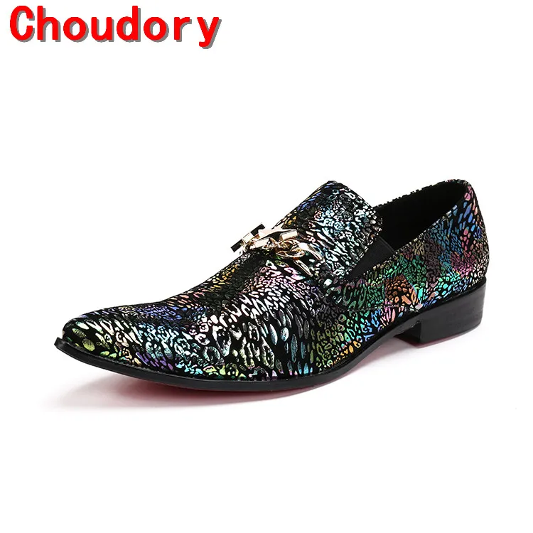 Итальянские мужские туфли Choudory элегантные с шипами вечерние свадебные блестящие