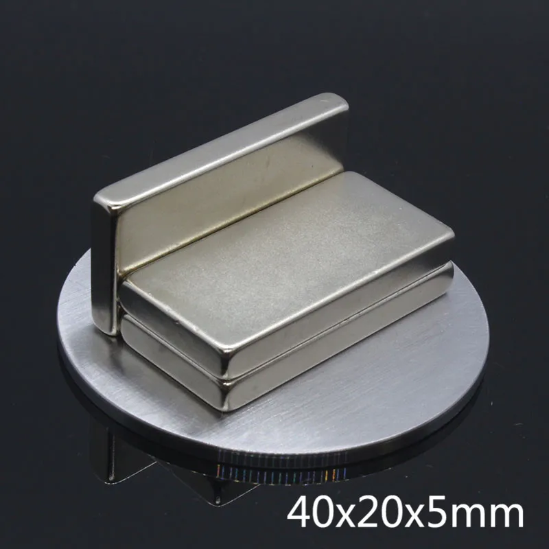 5 шт. 40x20x5 мм Cuboid супер сильный неодимовый редкоземельный N35 Магнит 40*20*5 никель