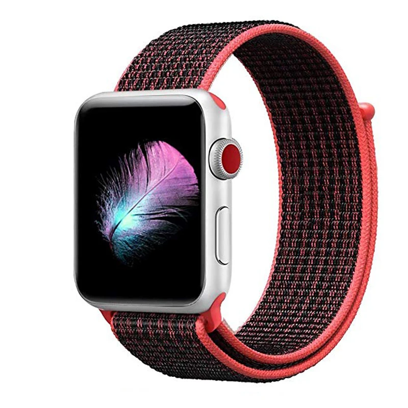 Нейлон тканые запасные браслет ремешок для наручных часов Apple Watch, версии 44/42/40/38 мм дышащий спортивный бесшовный ремешок для наручных часов iWatch серии 4/3/2/1