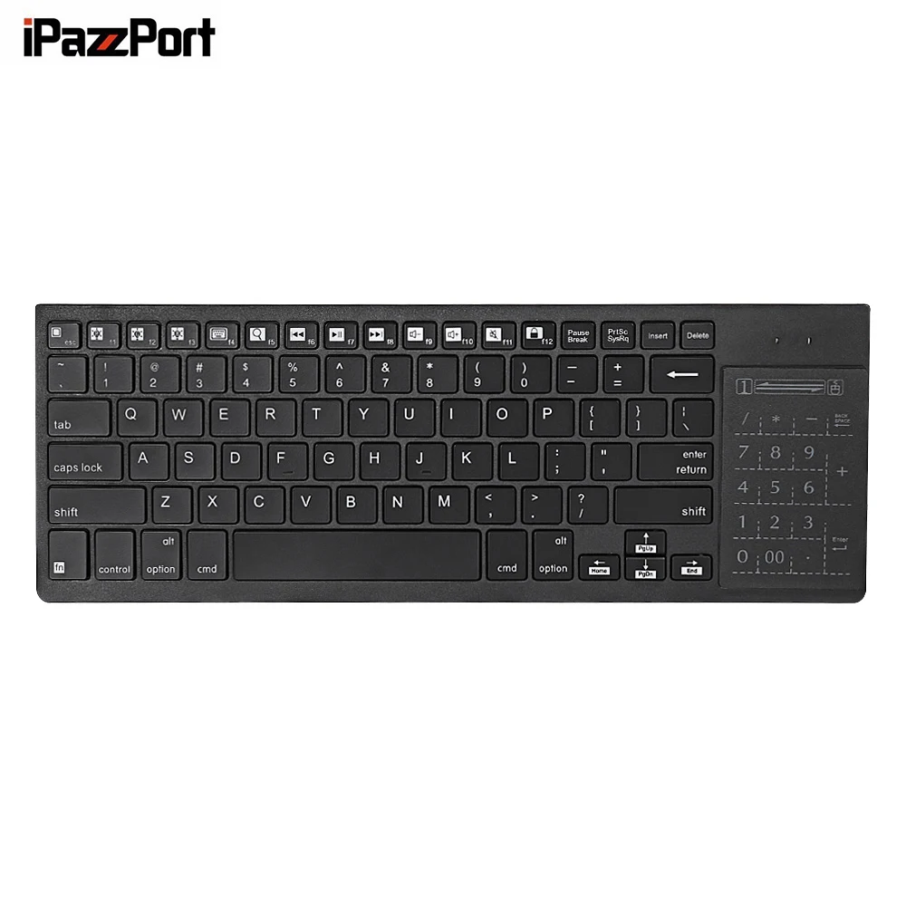 Ультратонкая Беспроводная Bluetooth клавиатура QWERTY тачпад IPazzPort подсветка Поддержка