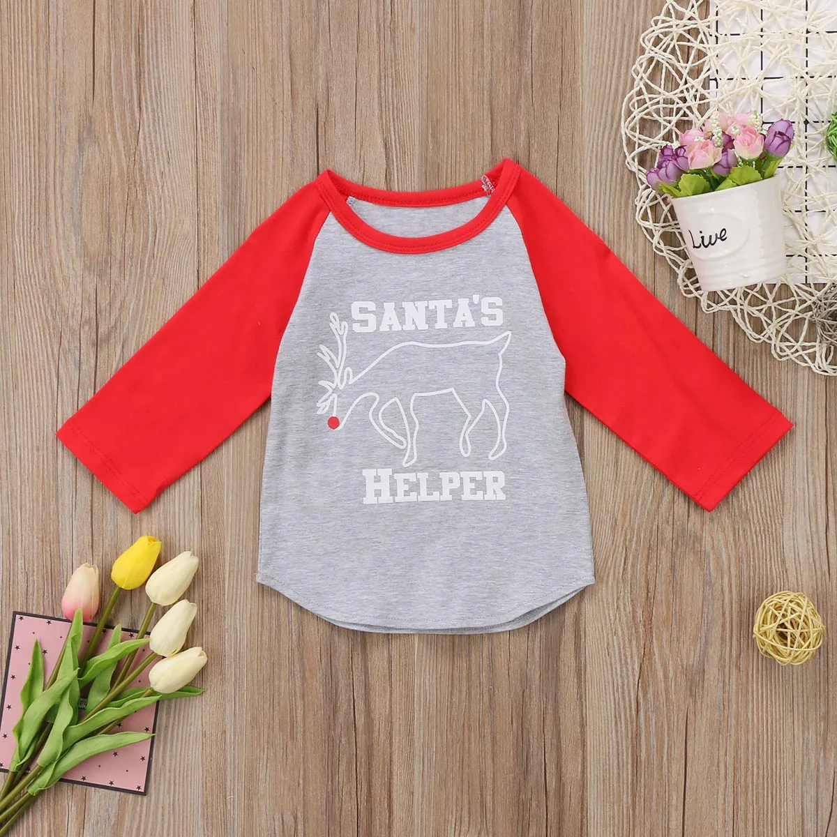 Милая Рождественская Детская Футболка одежда для малышей топы с длинными