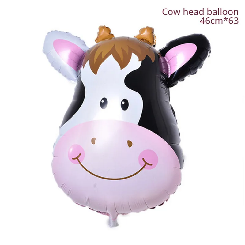 1pcs Cow Джунгли вечерние для вечеринки в стиле сафари животные, тигр, Лев, обезьяна, Зебра, корова, жираф, гелиевые шары на тему зоопарка, день рождения, украшения для детей - Цвет: 1pcs Cow
