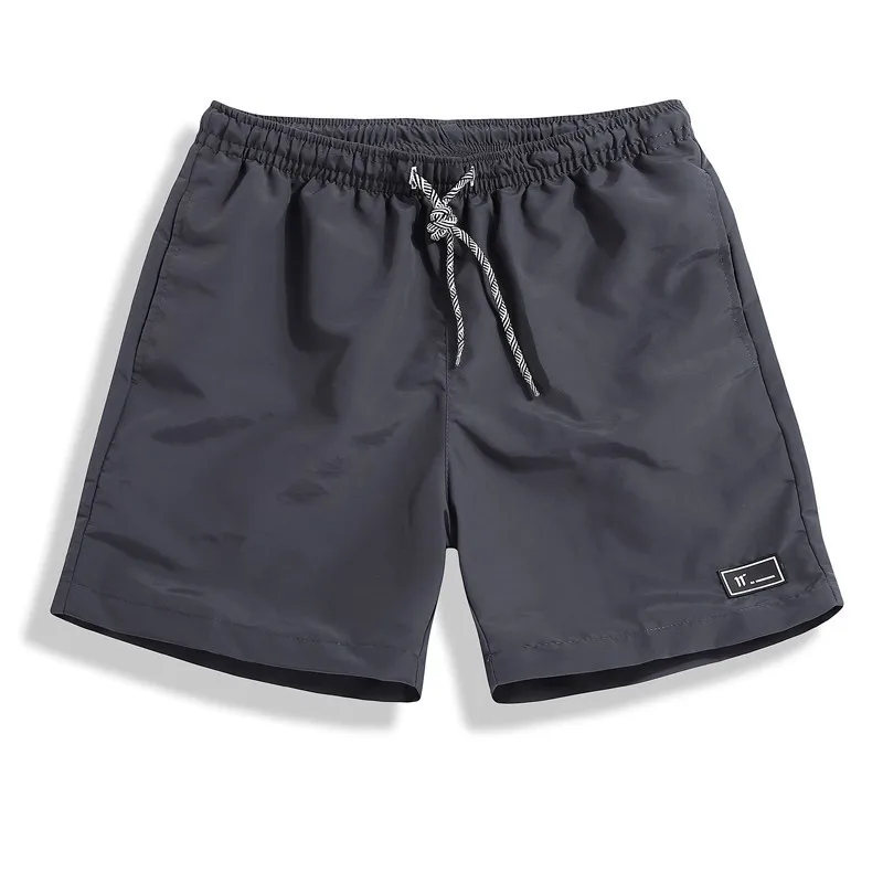 Gray 4XL летние мужские повседневные шорты с эластичной резинкой на талии, брендовые Новые водонепроницаемые однотонные Дышащие Модные повседневные шорты для мужчин - Цвет: Gray