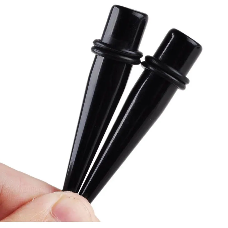 18 шт./лот черный конусности носилки для уха расширитель набор акриловых беруши и