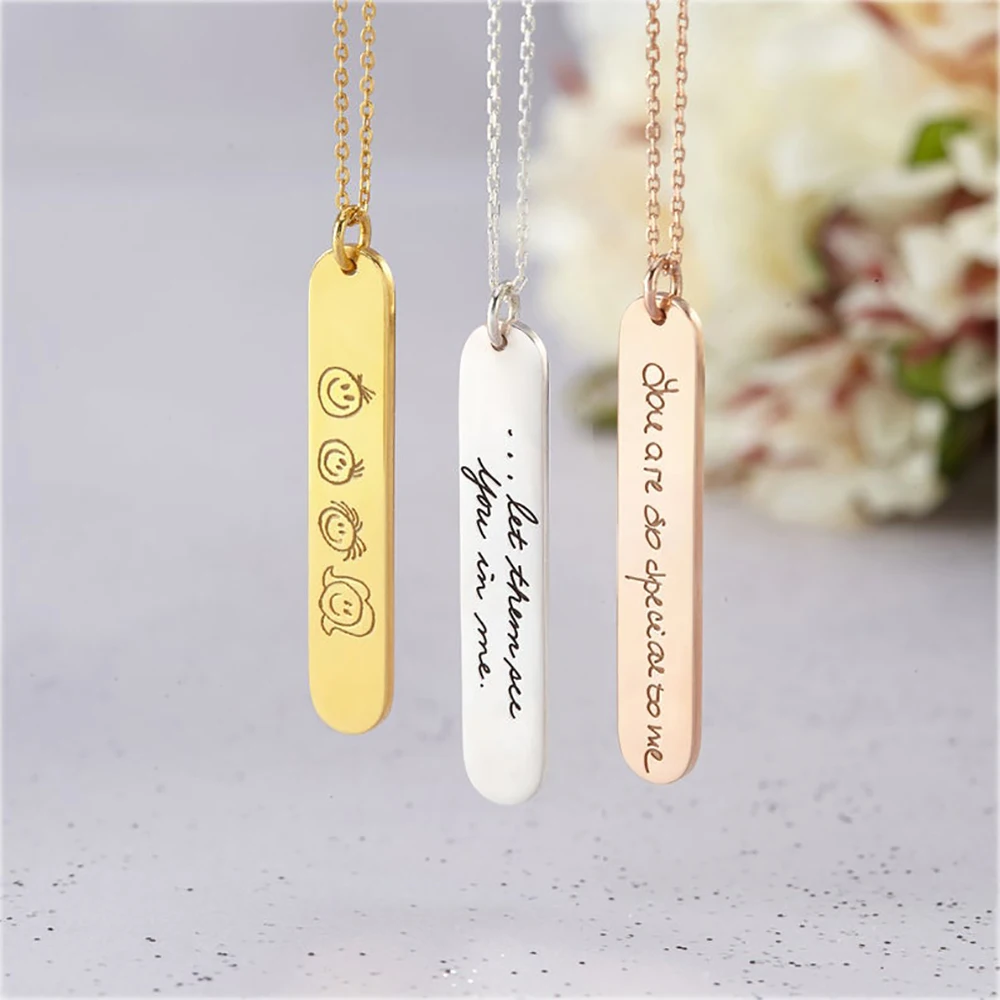 RIR розовое золото персонализированный кулон для мамы бара ожерелье ручная работа