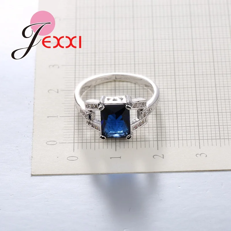 

Exquisite Genuine 925 Sterling Silver 3PCS Bridal Wedding Jewelry Set with Noble Red/Blue Crystals For Women Luxury Gifts