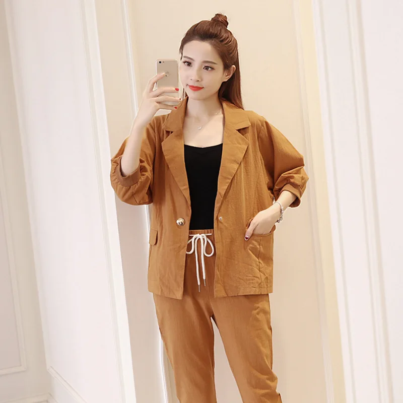 Профессиональный женский костюм с длинными рукавами и брюки Модный Тонкий