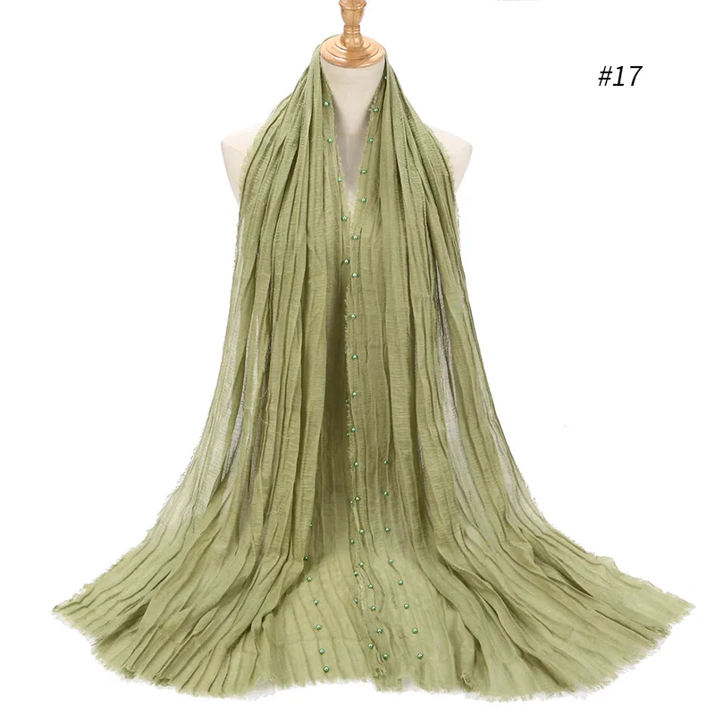 10 шт./лот женский простой хлопковый шарф с пузырьками шаль однотонная жемчужная