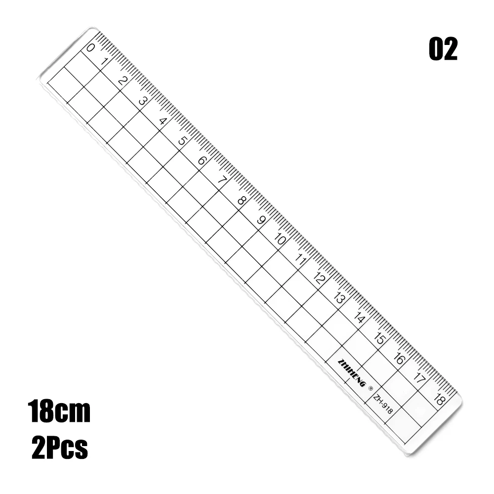 18cm Комплект из 2 предметов простой акриловая линейка 15/18/20 см с прозрачным квадратным Линейка Канцелярские узнать чертежные принадлежности - Цвет: 18cm