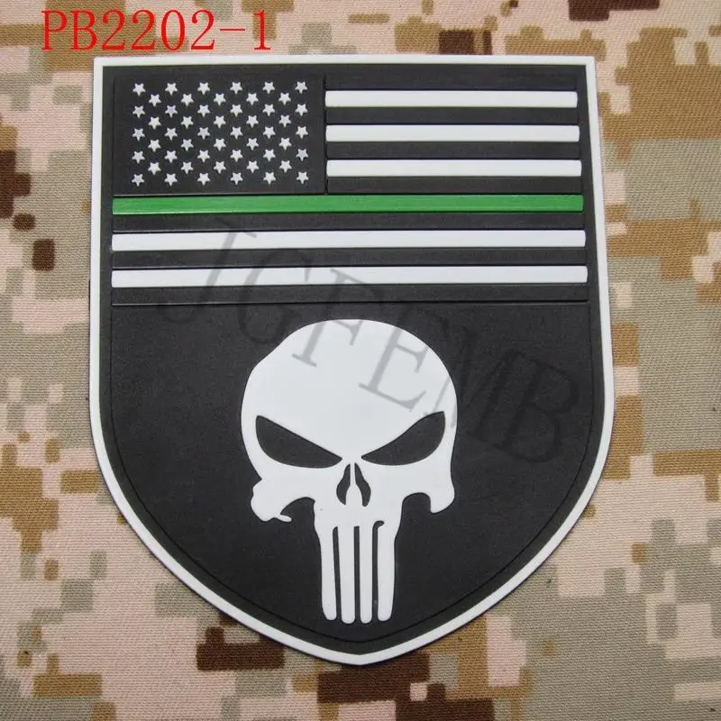 Тонкая зеленая линия Devgru SealTeam Череп американский флаг 3D нашивки из ПВХ черные