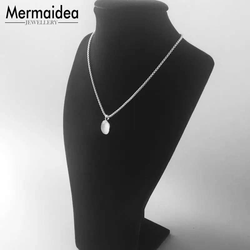 Овальный кулон с белым опалом Модная бижутерия посеребренный романтический