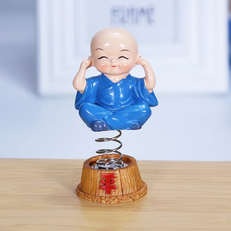 4PCS/Lot Mini Swing Small Monks Resin Spring Shake Head Monk Buddhist Miniatures Car Decoration Desktop Craft Home Ornament | Дом и сад