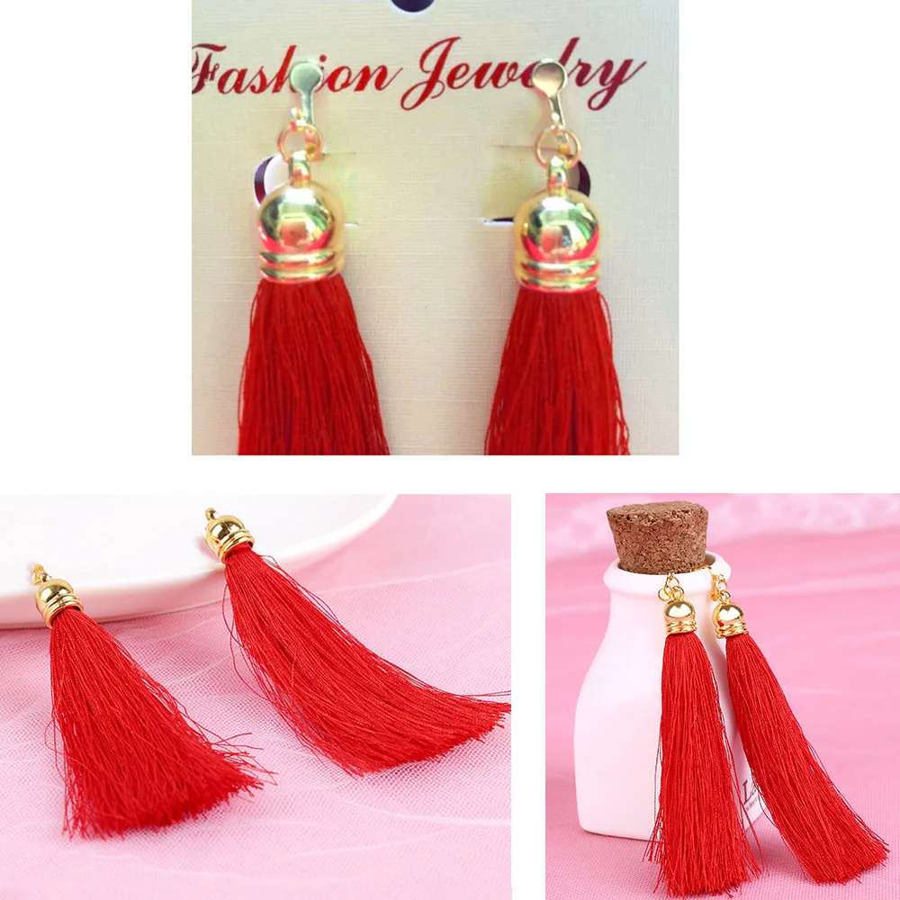 Fashion Women Red Vintage Crystal Tassel Dangle Earrings Jewelry | Украшения и аксессуары