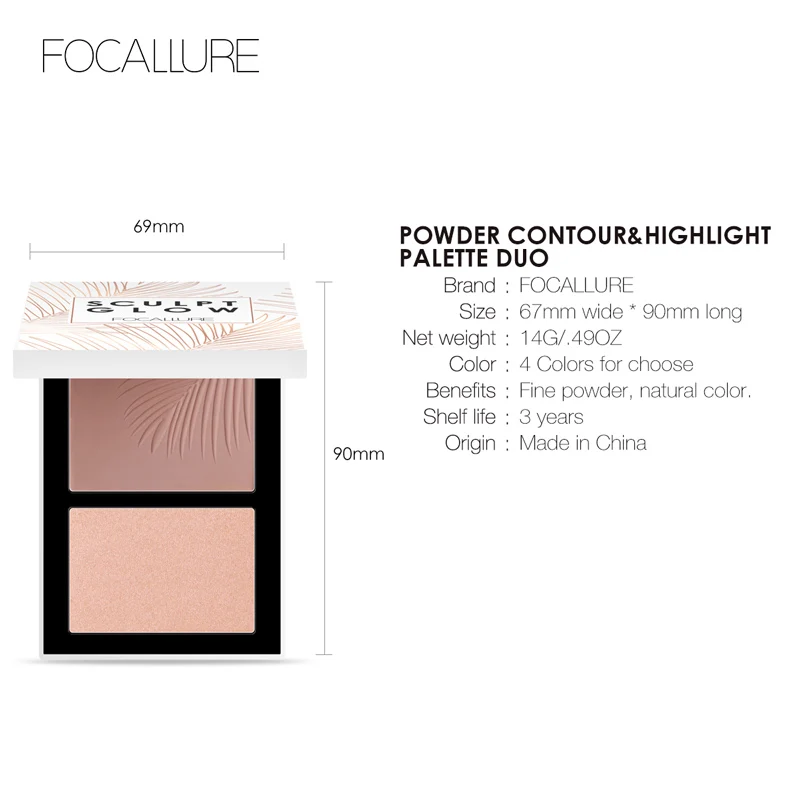 FOCALLURE, новинка, бронзер, хайлайтер, палитра, 3D натуральный макияж для лица, тонкая кремовая пудра