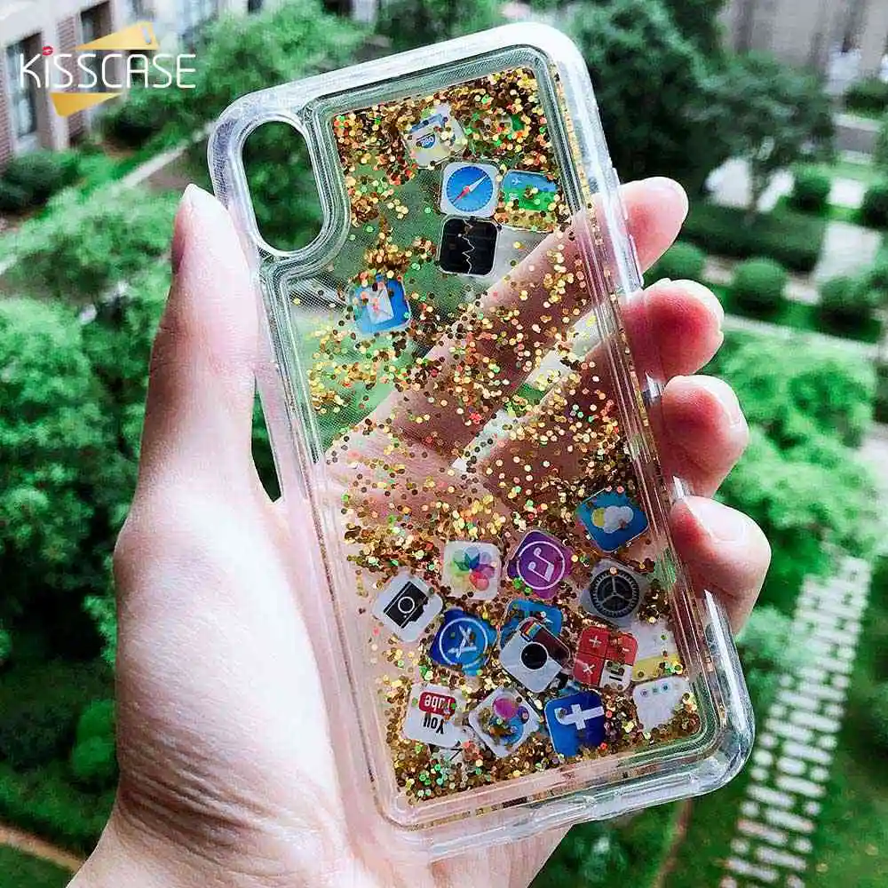 KISSCASE Quicksand Phone Case For iPhone 7 8 X XS MAX XR 6 6S Plus Glitter Liquid Hard PC Coque |