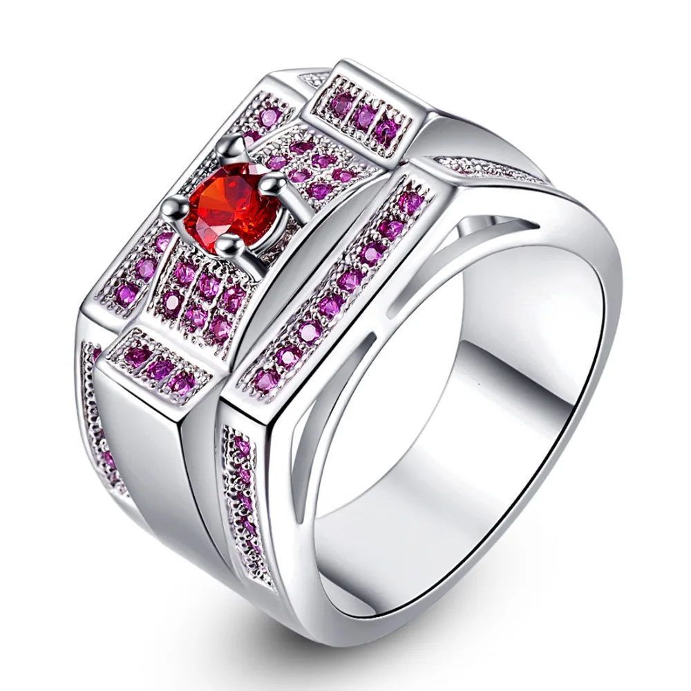 Lingmei красный для вечеринок и свиданий anniversaryjewelry Кольца круглая огранка Белое