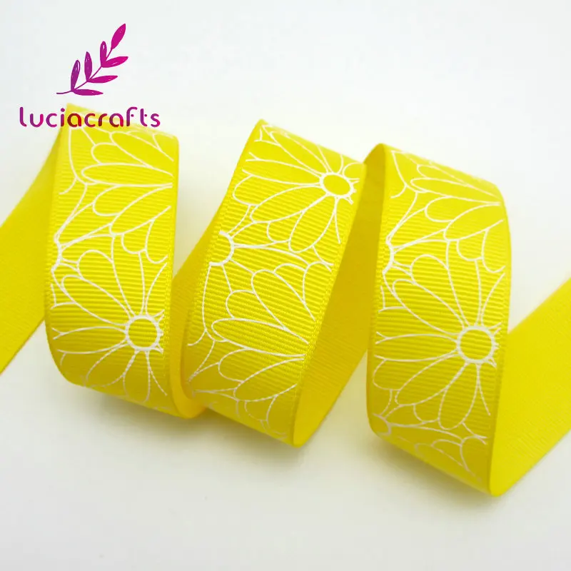 Lucia crafts 25 мм полиэстер с цветочным принтом атласные корсажные ленты DIY упаковка шитье ручной работы материал аксессуары S0702