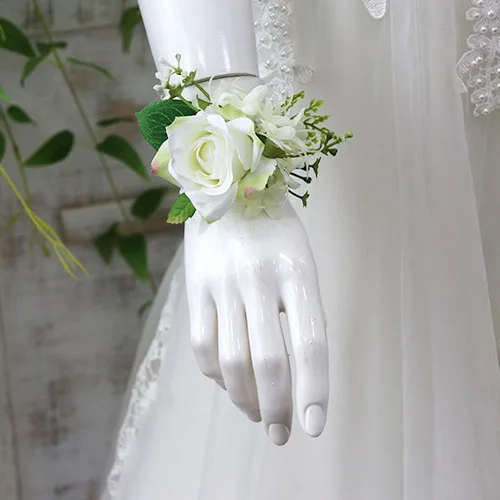 Wrist Flower YO CHO Свадебный планировщик розы Искусственный шелк цветок на запястье корсаж браслет жених бутоньерка белый свадебный для мужчин свадебные цветы - Цвет: Wrist Flower