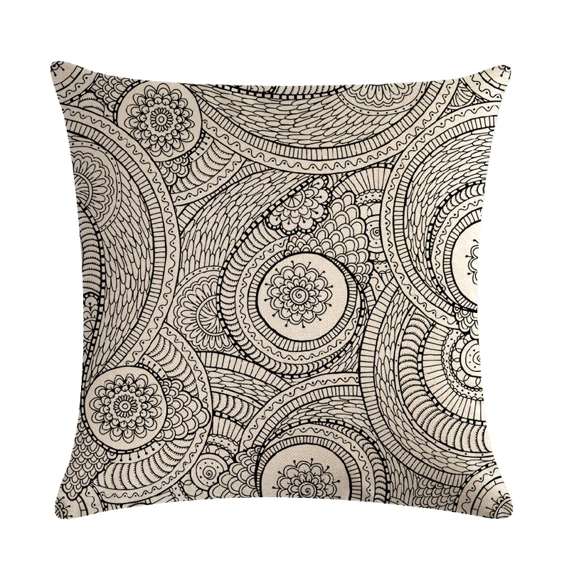 Наволочка черно белая хлопчатобумажная с геометрическим рисунком 45x45