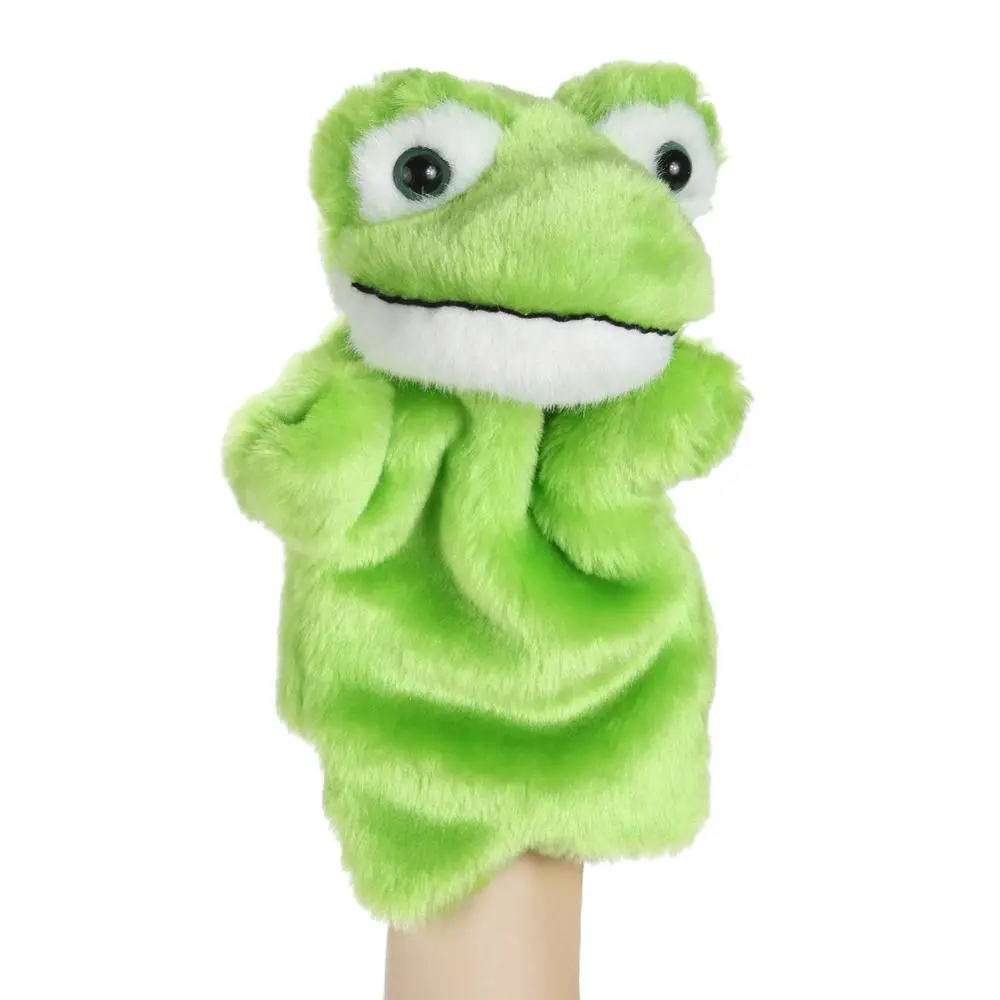 Frog2 Детские животные Ручные куклы мягкие игрушки для детей капюшон Ручные куклы ребенок Ленивец утка корова попугай обезьяна змея набивные мягкие игрушки для детей подарок - Цвет: Frog2
