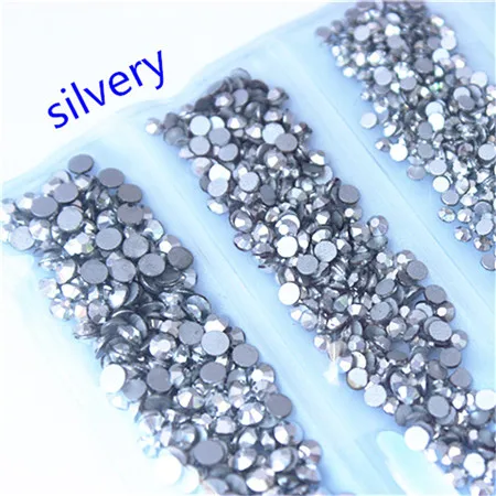 Silver Micui 1440 шт, SS3-SS10, Микс, 6 размеров, AB кристаллы, стеклянные стразы, блестящий кристалл, не исправление, стразы для украшения ногтей MC992 - Цвет: Silver