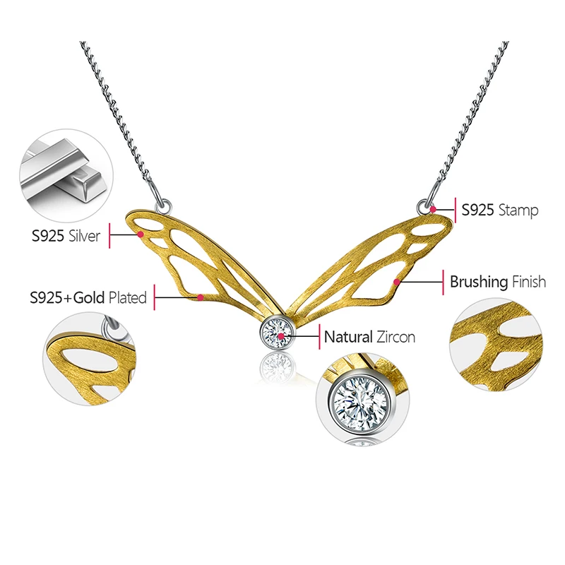 Lotus Fun реальные 925 пробы серебро ручной работы дизайнерские оригинальные Fine Jewelry с крылья бабочки кулон Цепочки и ожерелья для Для женщин