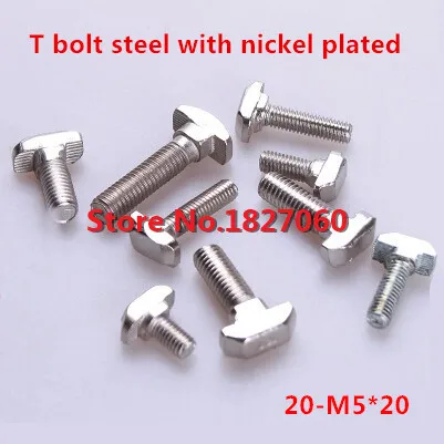 Болт с Т образной головкой молотка M5 * 20 100 шт. для алюминиевого профиля серии 2020