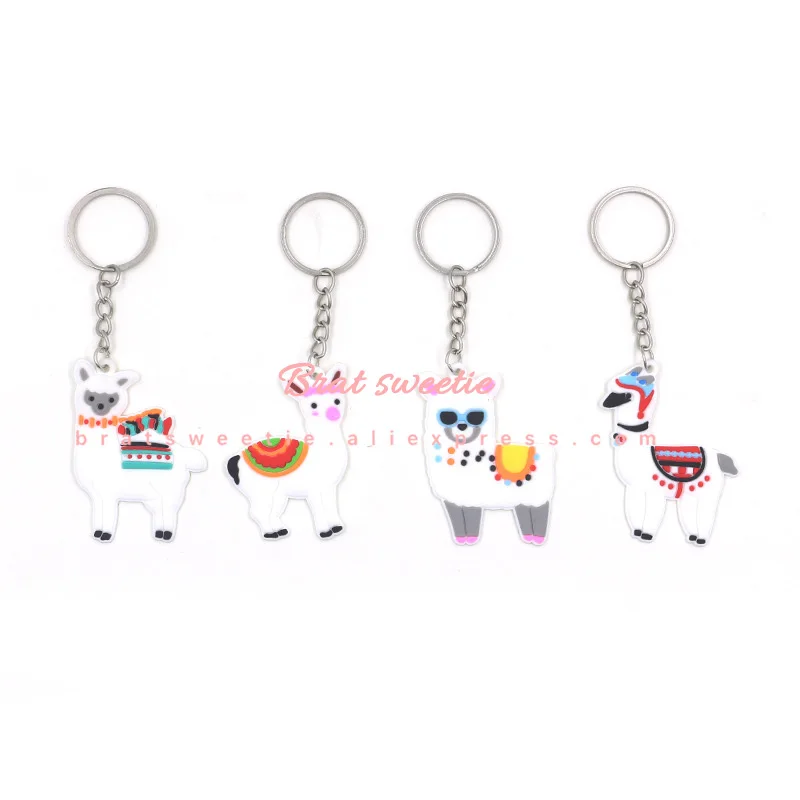 llama keychain 4 шт Альпака вечерние Llama крафт бумажные мешочки для вечеринки перед рождением ребенка день рождения праздничная подарочная упаковка конфеты мешок вечеринка, украшения поставки - Цвет: llama keychain