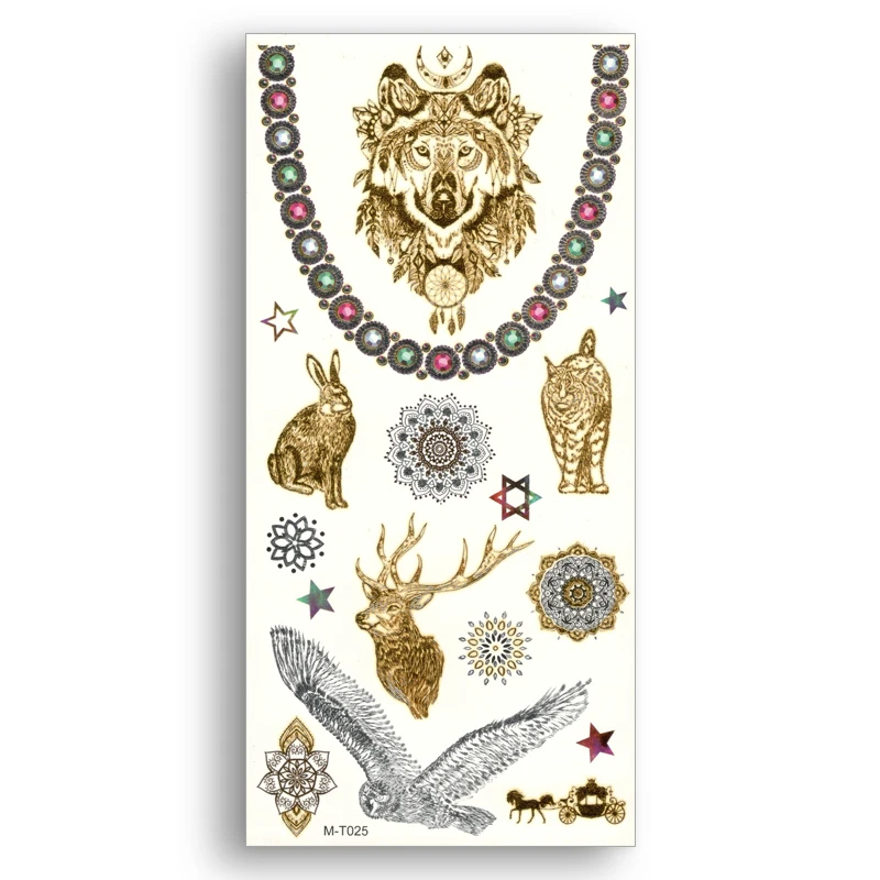 Временные татуировки из искусственного золота водонепроницаемые переводные