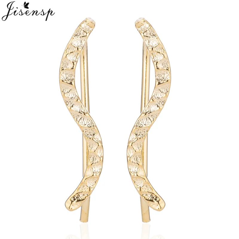 gold earrings Jisensp модные геометрические волны ушные альпинисты для женщин ушные гусеничные серьги-гвоздики богемные милые серьги для девочек Brincos подарок - Окраска металла: gold earrings