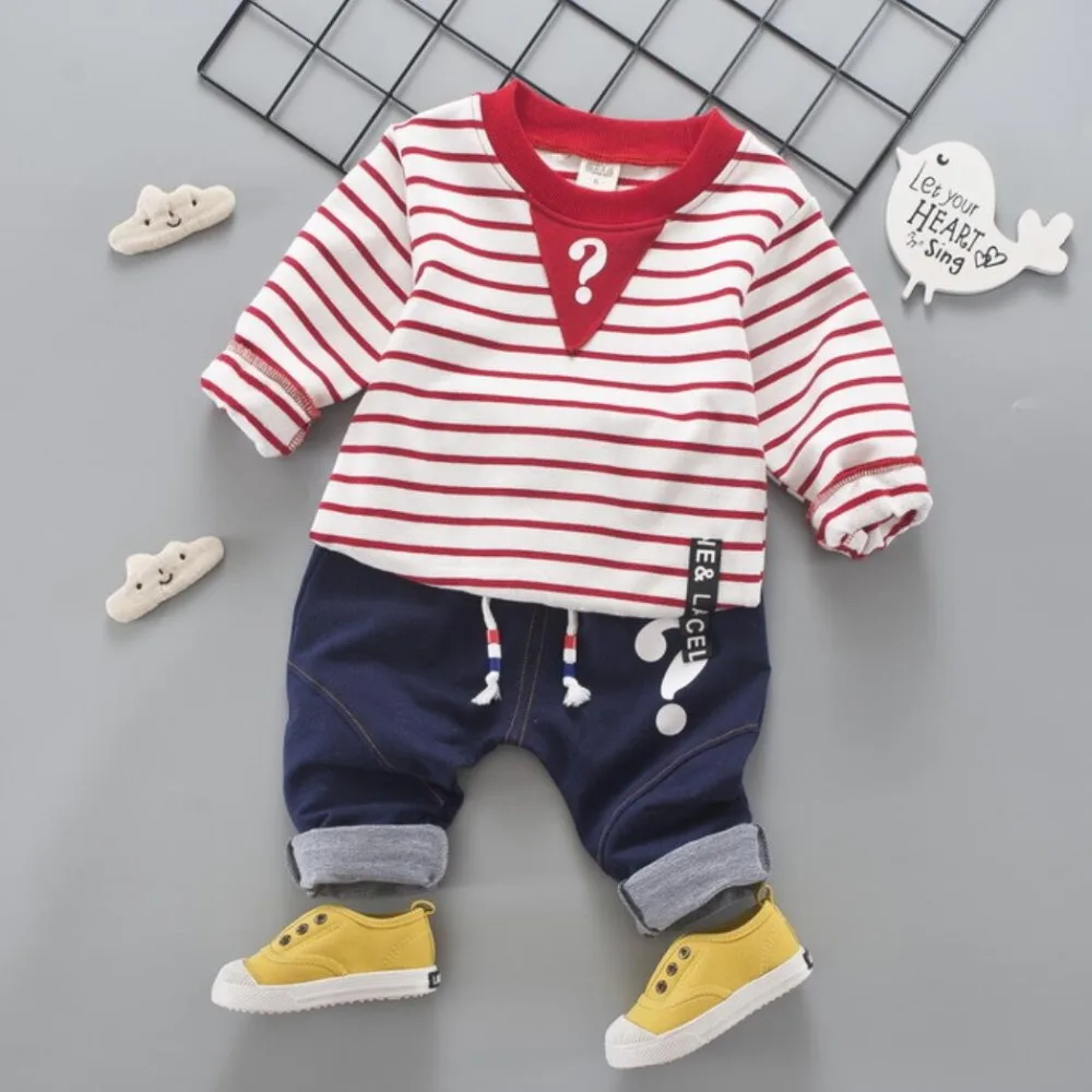 Autumn Winter Toddler Tracksuit Baby Boys Girls Clothing Sets Children Clothes Stripe Shirt Kids Cotton Pants 2 Pcs Sport Suits |
