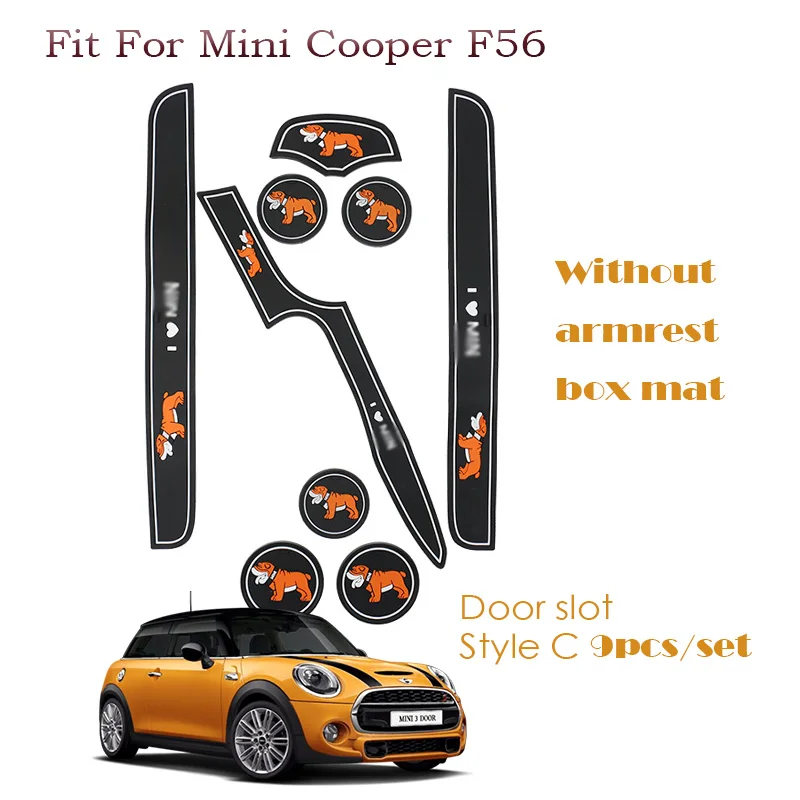 1 компл., наклейки для салона автомобиля для Mini Coopers Countryman Clubman F60 F55 F54 F56 R55 R56, коврик для двери, Противоскользящий коврик - Название цвета: F56 Bulldog A