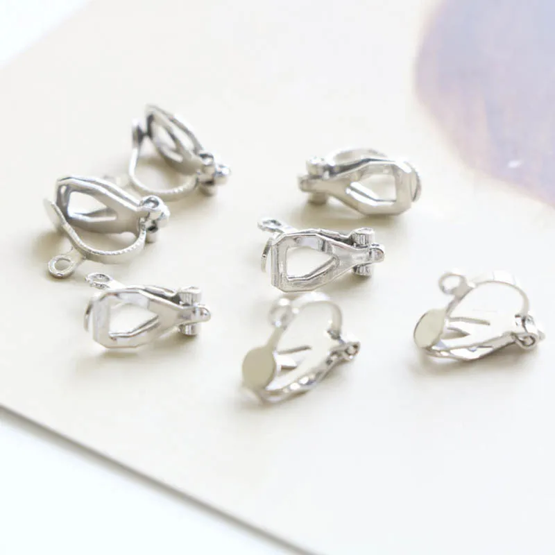 Rhodium 20 шт. серьга Клип крюк Settimng серебро Kcgold цвет без пирсинга застежка для самостоятельного изготовления ювелирных изделий Модные Серьги компоненты - Цвет: Rhodium