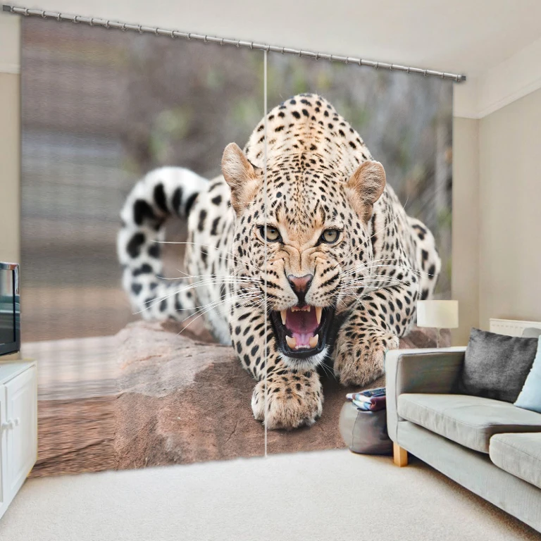 

Ferocious Leopard Curtain Fabric 3D Curtains for Living Room Sunshade Window Curtains