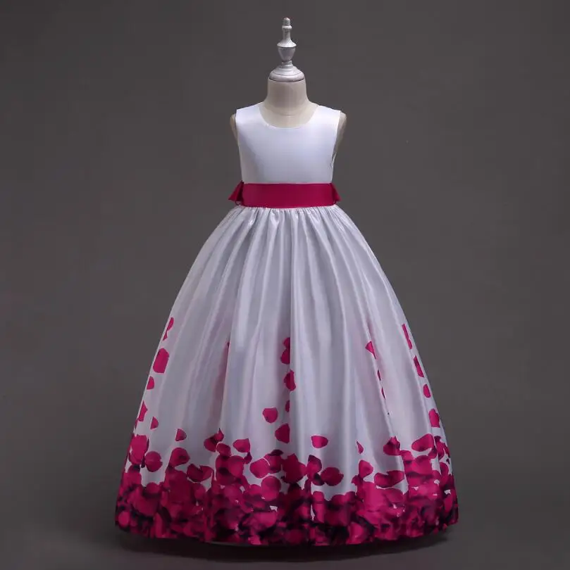 Rose Red Новинка года, винтажное детское платье с цветочным рисунком для девочек платье с рисунком лепестков, платье подружки невесты на свадьбу, выпускной вечер, платье принцессы Детское платье для девочек, От 4 до 13 лет - Цвет: Rose Red