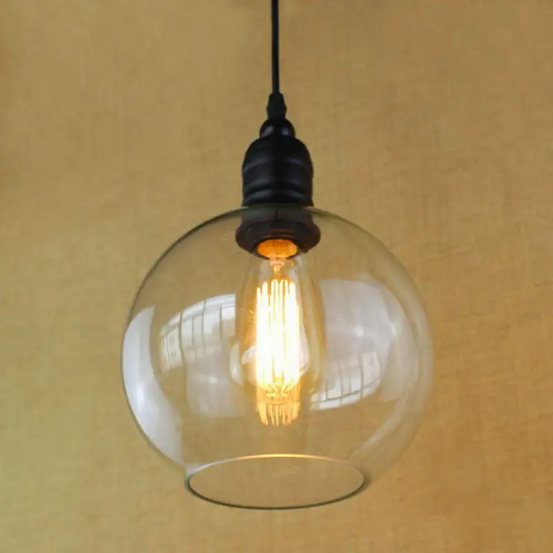

European vintage pendant lights iron white glass hanging bell pendant lamp with Edison Light bulb Kitchen Lights Cabinet Lights