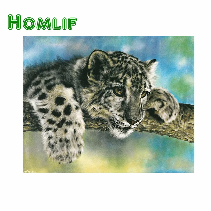 Homlif ромба Вышивка DIY Рукоделие Алмаз Картина Леопард вышивки крестом 3D 5D Стразы