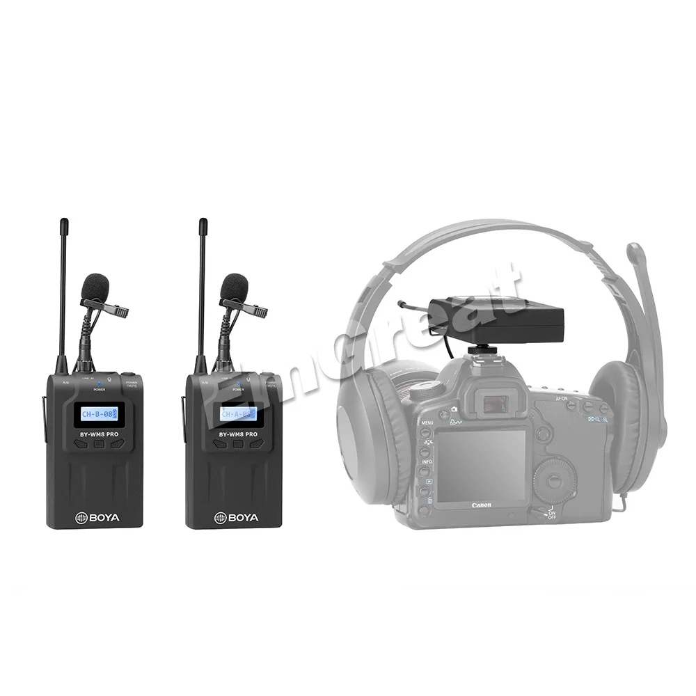 BOYA BY-WM8 PRO UHF двойной беспроводной петличный микрофон системы для Canon Nikon DSLR камера видео интервью вещания видеокамеры