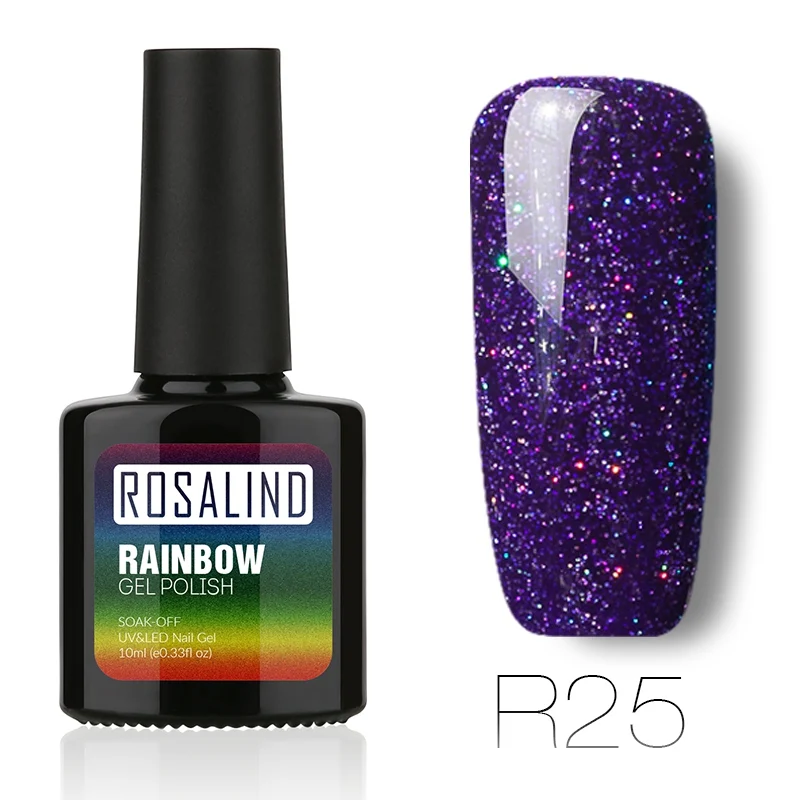 R25 ROSALIND, 10 мл, Гель-лак для ногтей, Радужный мерцающий R01-29, лазер, блестящий, для дизайна ногтей, маникюра, долговечный УФ-светодиодный Гель-лак - Цвет: R25