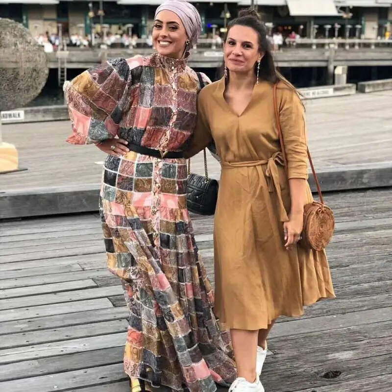 Стенд фонарь рукав ампир сексуальный женский новый стиль модный принт клетчатое